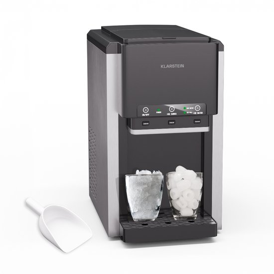 Klarstein ArcticBlend 3-in-1 ijsblokjesmachine – 20 kg/24 uur, bolvormig en gemalen ijs, waterdispenser, 6-liter watertank, roestvrij staal, ijsblokjesmaker, ijsmachine, zwart van Merkloos