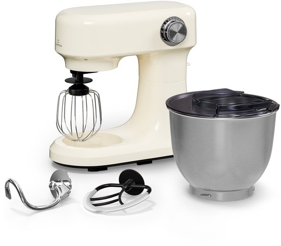 Klarstein Bella Evo 1500W keukenrobot – 5 liter roestvrijstalen kom, 12 snelheden, planetaire mixfunctie, pulsefunctie, deeghaak, klopper en garde, keukenrobot voor bakken, room van Merkloos