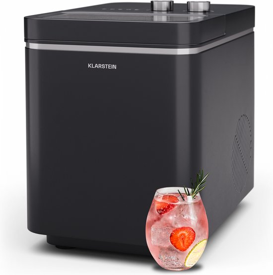 Klarstein Icecraft Ice Cube Maker - 12 kg per dag - 2 Maten - Automatische reiniging - Ijsblokjesmaker - 150 W - Zwart van Merkloos