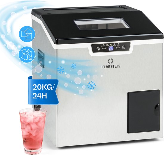 Klarstein Icefestival Cube Ijsblokjesmachine - 400 W - 1,9 Liter - 20 Kg/24H - Zilver van Klarstein