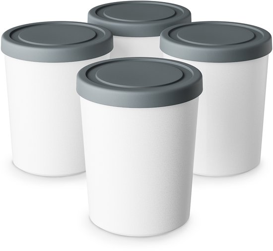 Klarstein ijsbakjes met deksels – set van 4, elk 180 ml, stevig plastic, vaatwasmachinebestendig, lichtgewicht, ijsbakjes voor ijs, yoghurt en slushies, accessoire voor ijsmachines van Klarstein