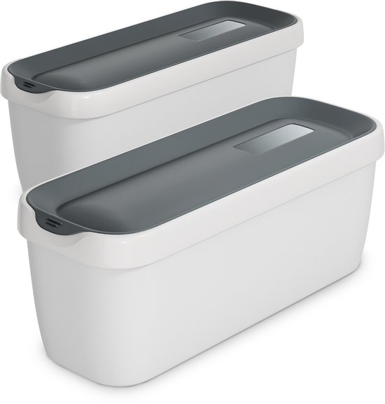 Klarstein IJsbakken Set – 2x 1,5 liter plastic bakken met deksels, vaatwasmachinebestendig, lichtgewicht, duurzaam, voor ijs-, slushie- en yoghurtmachines, stapelbaar op te bergen van Klarstein