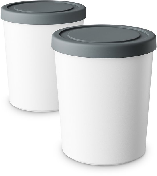 Klarstein IJsbakken Set – 2x 1L plastic bakken met deksels, vaatwasmachinebestendig, lichtgewicht, duurzaam, voor ijs-, slush- en yoghurtmachines, accessoire van Klarstein