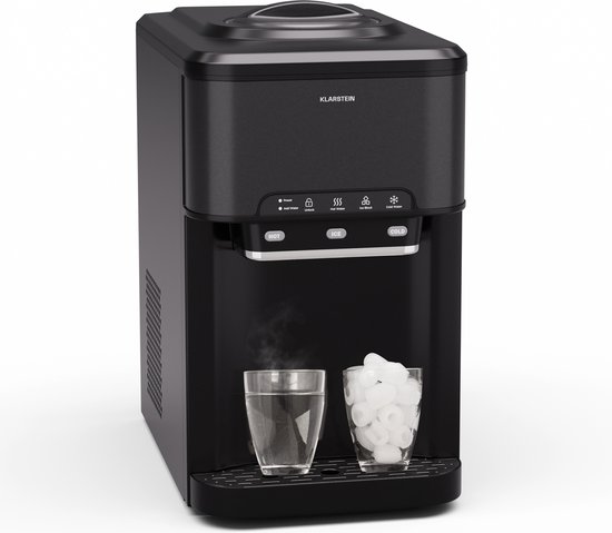 Klarstein IJsblokjesmachine Aqueous 3-in-1 - Zwart,3L 43 cm - voor Bar voor Thuis - Waterreservoir - voor Keuken - Display - Ice Maker Ice Cube Maker IJsmaker IJsblokjesmaker Eismaschine - voor Feest