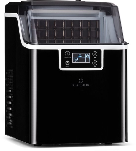 Klarstein IJsblokjesmachine Chios ca. 20 Kg/24H - IJsblokjes in maten S & L - LCD-Display - Watertank: 3,2 Liter - Uitneembaar ijsreservoir - Timerfunctie - Auto-clean functie - Zwart - IJsmachine - voor Bar voor Thuis - Snel