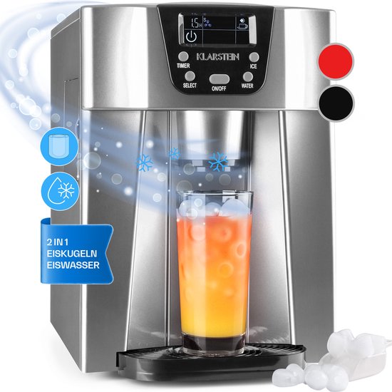 Klarstein IJsblokjesmachine Ice Volcano 2G LED | 12kg per 24h | 2l | 6-10 min - zilver - 2L - voor Bar voor Feest - Touch - Zwart - voor Keuken - Kunststof Display Compact - Rood - Ice Maker - Ice Cube Maker - IJsmaker