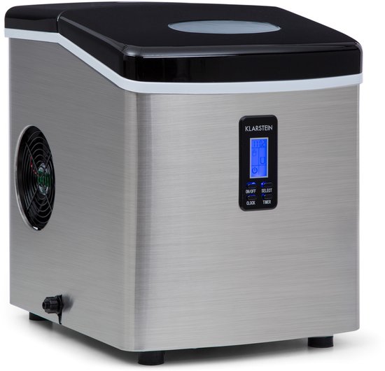 Klarstein IJsblokjesmachine Mr. Frost Voor het maken van ijsblokjes - 12kg per dag - Met LCD scherm en timer,3 liter inhoud - 100W - Staal - voor Bar - LED Snel - RVS - voor Keuken - Kunststof - Ice Maker - Ice Cube Maker - IJsmaker
