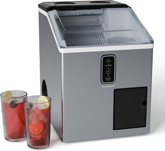 Klarstein IJsblokjesmachine – Roestvrij staal, 15 kg/24 u, bolletjes & schaafijs, 1,8 L watertank, LCD-display, compact, ijsmaker voor feestjes/evenementen van Klarstein
