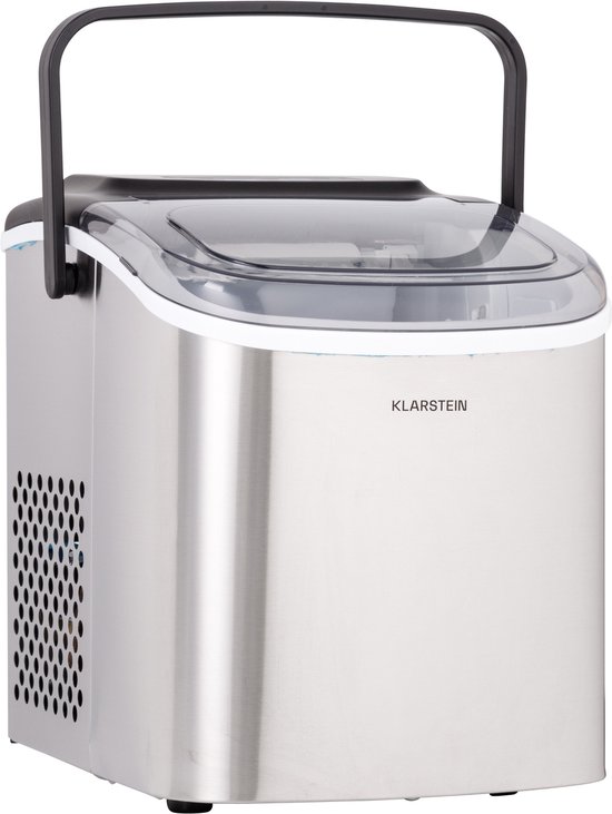 Klarstein IJsblokjesmachine Voor Thuis - Kamperen - Gastronomie - Snelle Mini IJsblokjesmachine - klein - Professionele IJsmaker Voor Grote En Kleine IJsblokjes - Zelfreinigend - 1 -3 Liter Watertank - 12 Kg IJs In 24 Uur - Roestvrij Staal