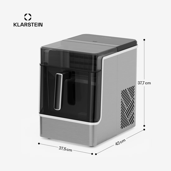 Klarstein ijsmachine - 23kg/24u, 32 ijsblokjes/17min, roestvrij staal, automatisch reinigen, waterreservoir van 2kg, intuïtieve bediening, waarschuwingen, modern ontwerp van Klarstein