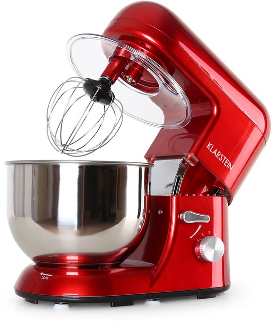 Klarstein keukenmachine, Knetmaschine met 5L kom, 1800W Profi keukenmachine met Knethaken en Schneebesen, Universal keukenmachine met 6 standen, Teigmaschine zum roeren, Kneten en Aufschlagen - Keukenmachine,2L - voor Keuken - Garde - RVS