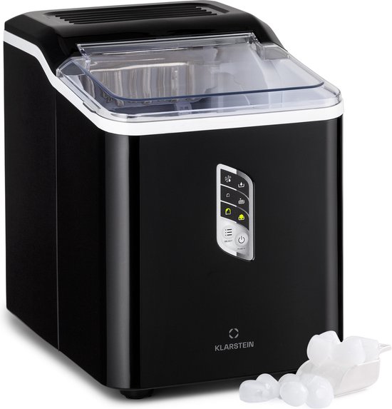 Klarstein Kleine IJsblokjesmachine, Snelle IJsblokjesmaker, Zelfreinigende IJsblokjesmachine voor Grote en Kleine IJsblokjes, met IJsblokjesreservoir, 12 kg/24 uur, 1,5 liter inhoud van Merkloos