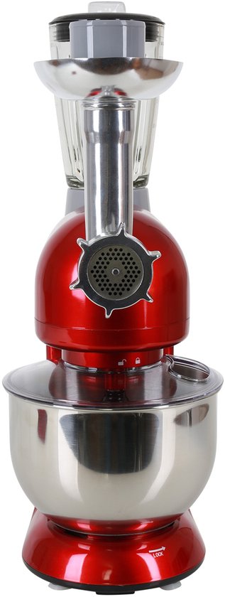 Klarstein Knetmaschine keukenmachine met Fleischwolf, 2000W Teigmaschine klein, 6 standen, Schneebesen - & Knethaken, planetair , roermachine met Mixer, keukenmachines met 5L kom - Rührmaschine - Planeetmenger - Food Processor