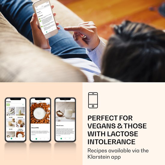 Klarstein Marcia Notenmelkmaker Milkshake Maker Blender - Voor 300 - 1200 ml - 360° Verwarmingstechniek - Zelfreinigend - Touch Bediening - Verlichte Toetsen - Afneembaar Waterreservoir - Grijs van Klarstein