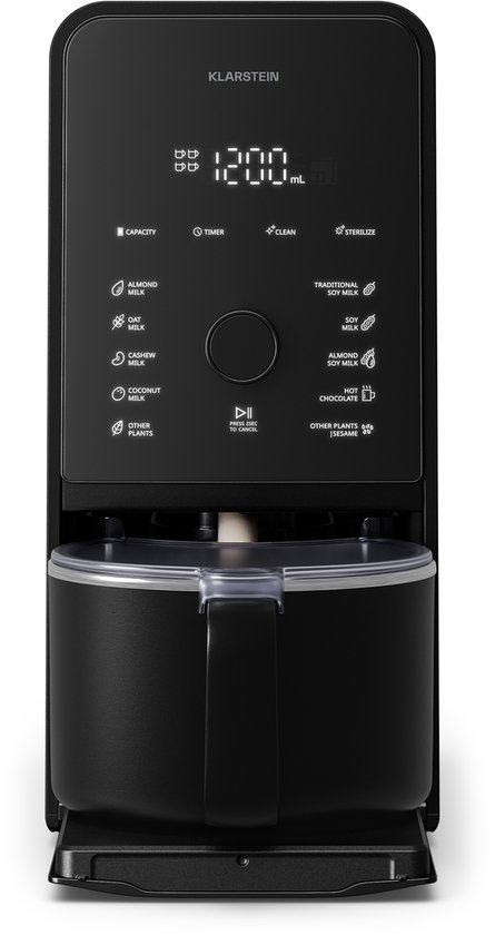 Klarstein Marcia Touch notenmelkmaker, 1200 W plantaardige melkmaker, 12 programma's, zelfreinigend, LCD-touchdisplay, 1,2 l roestvrijstalen kan, amandel-, haver- en sojamelkmaker van Merkloos