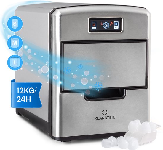 Klarstein Metropolitan Ijsblokjesmachine - 12Kg/24H- Digitaal display - Zilver van Klarstein