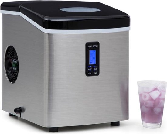 Klarstein Mr. Frost Ijsblokjesmachine- Voor het maken van ijsblokjes - 15 kg per dag - Met LCD scherm en timer - 3,3 liter inhoud - 150W - Staal van Klarstein