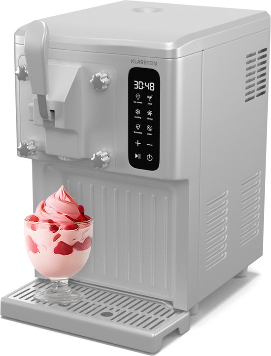 Klarstein SweetSwirl ijsmachine - 3-in-1 voor ijs, milkshakes en smoothies, 1,5 liter tank, touchscreen, koelstand, reinigingsfunctie, wit - voor Feest - Snel - Display - Ice Maker - Ice Cube Maker - IJsmaker - IJsblokjesmaker