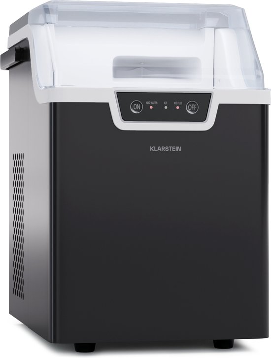 Klarstein Wallberg Nugget Ice Maker - Ijsblokjesmachine - Snelle modus - Ijsblokjes binnen 4 minuten - 200 Watt compressor - Tot 12 kg ijsblokjes per dag - Modern & draagbaar design - Beschikbaar in 2 kleuren - Zwart van Klarstein