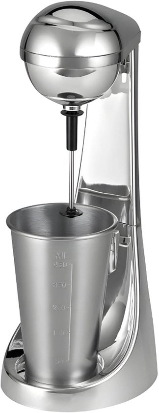 Klarven® Milkshake Maker Zilver - 8 in 1 Blender en Melkopschuimer - 65W Motor, 2 Snelheidsstanden - RVS Milkshake Beker 650 ml - B 14 x D 18 x H 37 cm