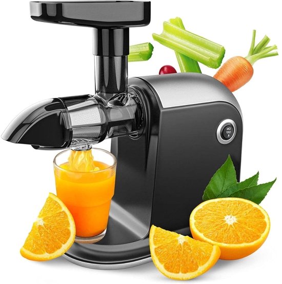 Klarven® Sapcentrifuge Zwart - Slowjuicer voor Groenten en Fruit - Universeel, Vaatwasserbestendig - Inclusief Reinigingsborstel & EBook - B 17 x D 34 x H 40 cm