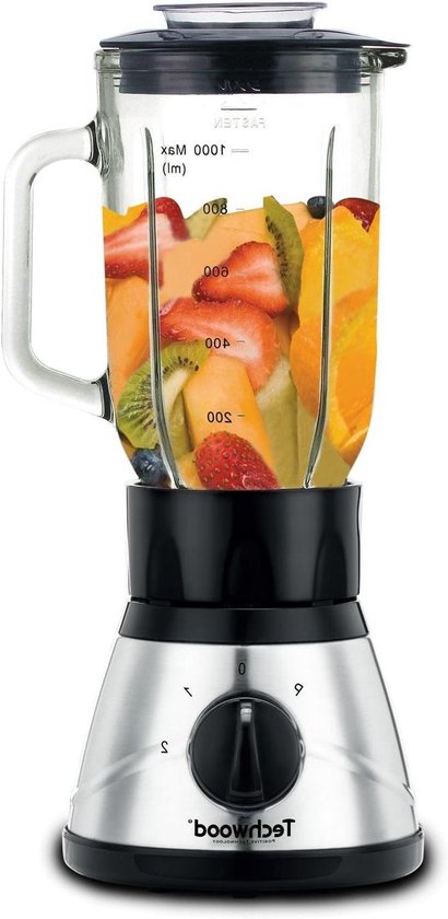 Klassieke Blender - Keukenmixer - Smoothies Maken - Glazen Kan - 1 Liter - Zwart Roestvrij Staal
