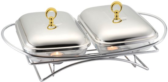 Klausberg 7922 - Dubbele voedselverwarmer - glas - 2 x 1,5 liter - rvs standaard