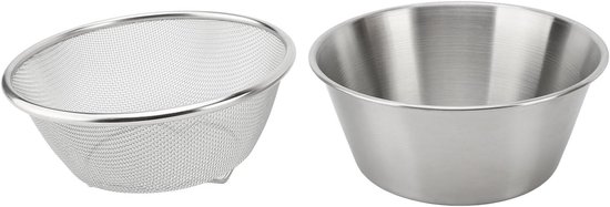 Klein RVS Vergiet van 16cm - Handige Keukenzeef voor het Afwassen van Bessen, Rijst en Groenten - Ideaal voor Fruit en Kleine Granen