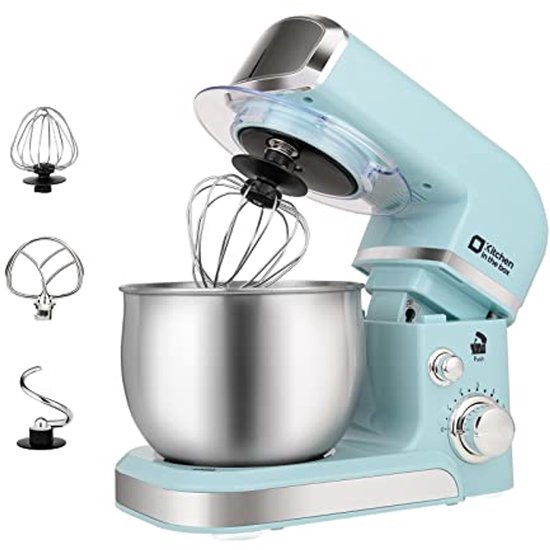 Kleine Elektrische Stand Mixer 3.2Qt - 6 Snelheden met Klopper, Deeghaak en Plat Klopper van Merkloos