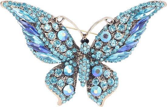 Kleurige vlinder broche met glinsterende kristallen, stijlvolle pin voor vrouwen en meisjes, unieke sieradenaccessoire van Merkloos