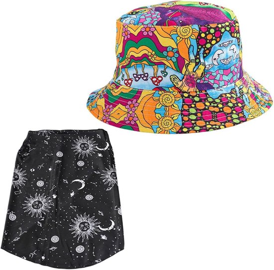 Kleurrijke Omkeerbare Zonnehoed voor Bescherming tegen de Zon, Feestdecoratie en Modeaccessoire, Maat S/M
