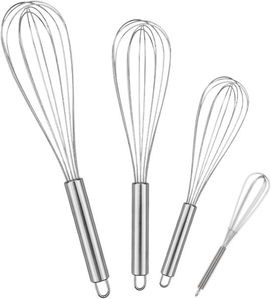Klopset RVS 4 Delig (21, 26, 29 cm) - Handmixer en Eiklopper - Duurzaam ontwerp - Ideaal voor beslag en deeg - ShopVlot