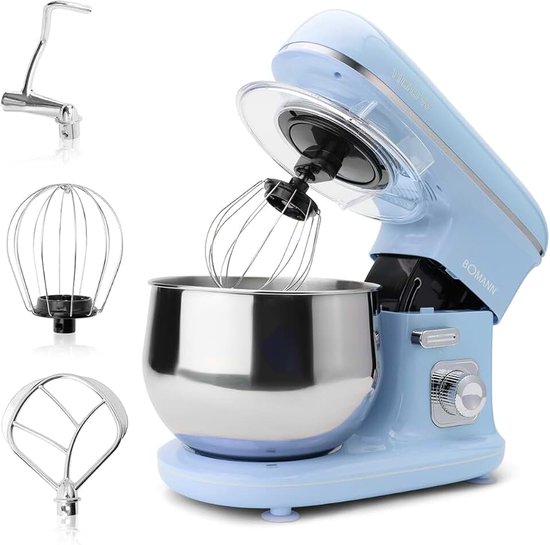 KM 6030 CB kneedmachine incl. transparant spatdeksel met navulopening, 1100 watt, 5 liter, draaibare multifunctionele arm, blauw
