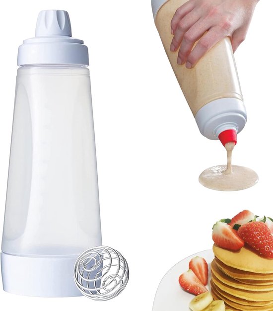 Knijpfles Voor Beslag - Pannenkoeken En Wafels - Met Mengbal