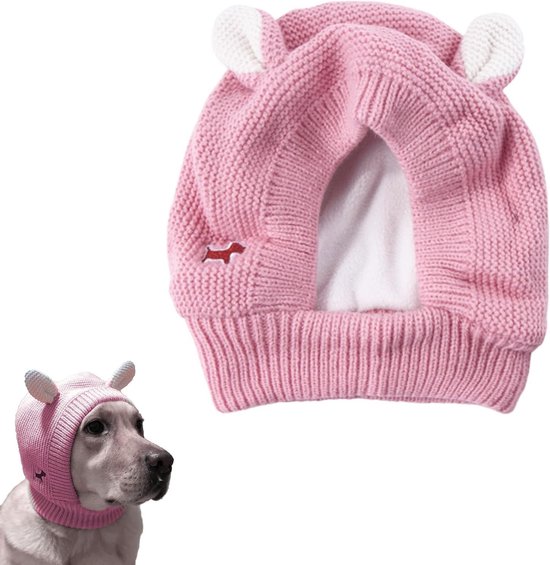 Knitted Winter Pet Hat met Pompom en Oortjes voor Kleine en Grote Honden en Katten, Vrije Maat, Schattig en Warm van Merkloos