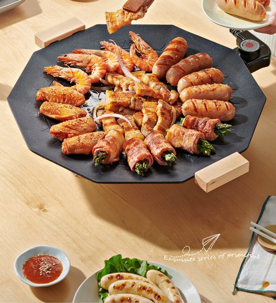 Knobbout , Compacte Elektrische Grillplaat< HotPot - 44 cm, Rookvrij en Efficiënt
