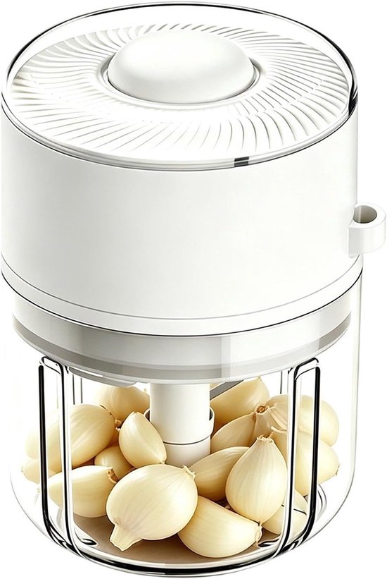 Knoflook Hakker - Mini Keukenmachine - Snel Ingrediënten Snijden - Draadloos Werken - 350 ml Capaciteit - Wit