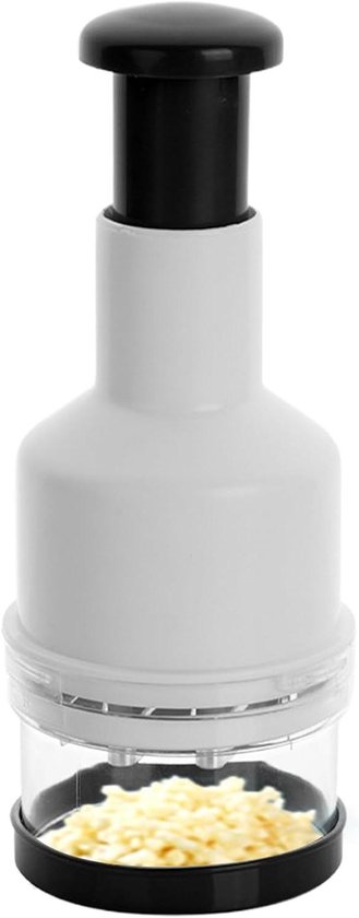 Knoflook Snijder - Keukenmachine Ui Hakker - Maaltijd Voorbereiding - Efficiënt Ontwerp - 500ml - Zwart en wit