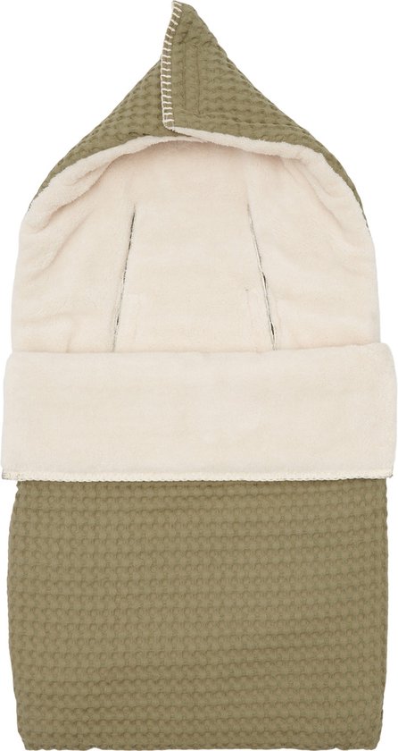 Koeka Maxi Cosi voetenzak Oslo - wafelstof met teddy - groen van Koeka