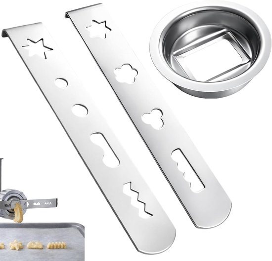 Koekjes Opzetstuk - Spuitkoekjes Vormen - Zelf Koekjes Maken - 8 Verschillende Vormen - 3 Stuks Set - Zilver