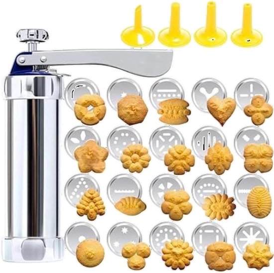 Koekjesmachine - Koekjespers bakset - Vormen decoreren - Roestvrij staal - 22 x 15.5 cm