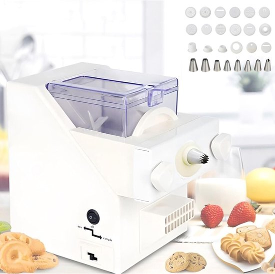Koekjesmaker - Deegpers Bakken - Zelf Koekjes Maken - 180W Krachtige Motor - 345 x 240 x 310 mm - Wit van Merkloos
