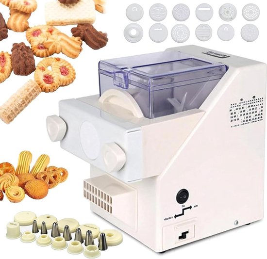 Koekjesmaker Machine - Bakvorm - Zelf Koekjes Maken - 8 Spuitmondjes Inbegrepen - 34.5 cm - Wit