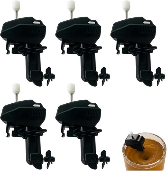 Koffie Roerder - Mixer Gadget - Drankjes Mengen - Leuk Motorontwerp - 5 Stuks Groot - Zwart