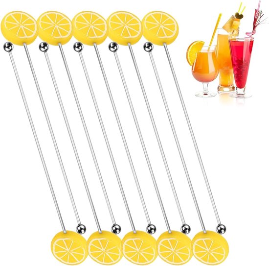 Koffie roerstaafjes - Drankmixers RVS - Dranken mengen - Duurzaam roestvrij staal - 10 stuks - Zilver