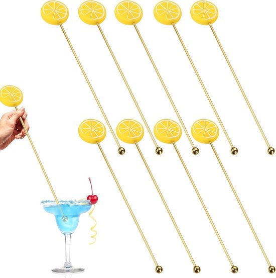 Koffie Roerstaafjes - Mengstick Drank - Cocktails Maken - Antislip Handgreep - 10 stuks - Goud