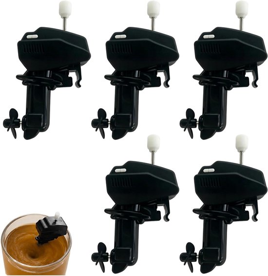 Koffie Roerstaafjes - Roerstaafjes Set - Drankjes Mengen - Bootmotor Ontwerp - 5 stuks - Zwart