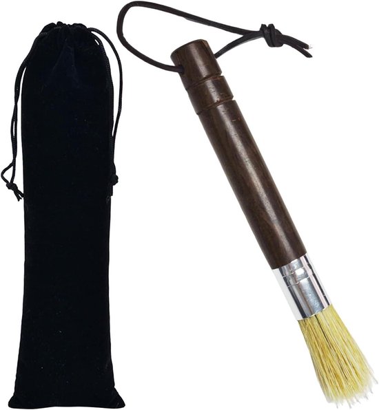 Koffieborstel met opbergtas en ebbenhouten greepborstel - Barista-accessoire - Koffiepoederborstel - Handige koffieaccessoires van MASTERTOP