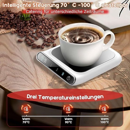 Koffiekopjesverwarmer, elektrische kopjesverwarmer, 3 temperatuurstanden, perfect voor het verwarmen van thee op kantoor en thuis.