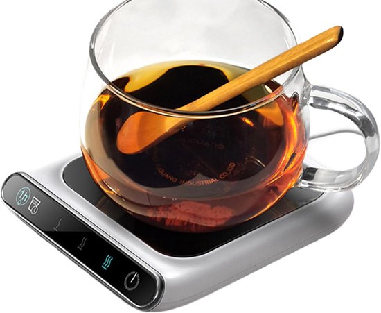 Koffiekopjeswarmer - Verwarmd 13,2 x 11,8 x 2 cm, onderzetter van ABS PC en siliconen, elektrische drankverwarmer met drie temperatuurregelingen, bekerwarmer voor thuis - wit